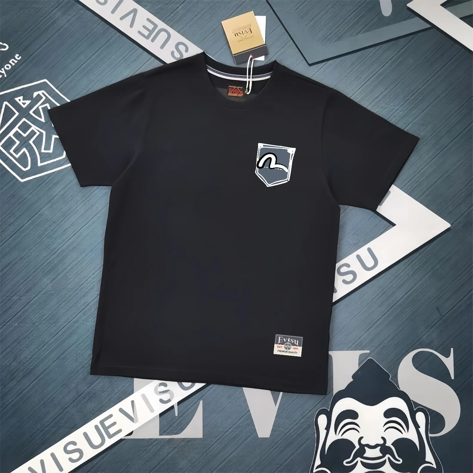 Evisu 2025New Arrival T ⚠ Quality⚠ Same Style T 。 ，Black S-XXL，White S-XXL，Gray M-XXL，Red S-XXL， Red M-XXL